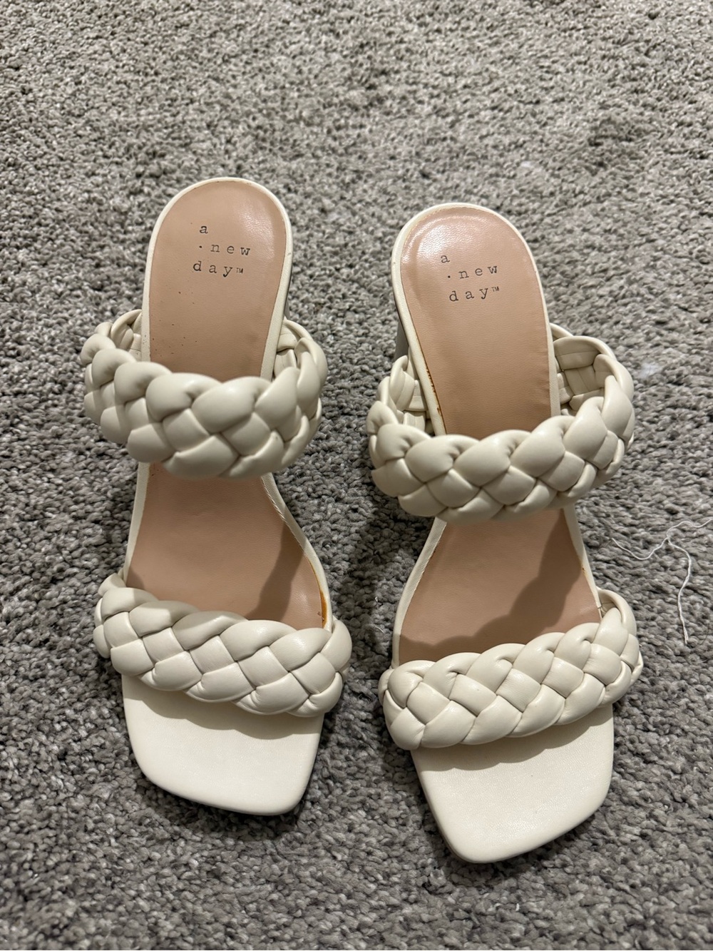 a new day Cream Braided Double-Strap Slide Heels